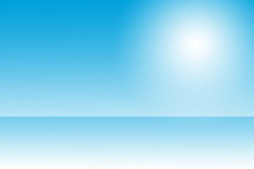 Leerer Hintergrund für die Präsentation von Produkten mit einem hellen Lichtreflex in der Ecke in blau