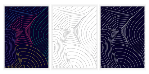 Collection of contours collection of topographic map backgrounds. with 3 styles. Contour map vector a4. Vector illustration of abstract Topographic World Geographical map.