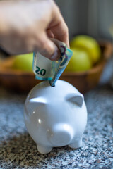 Zwanzig Euro in ein Schwarschwein stecken ansparen sparen