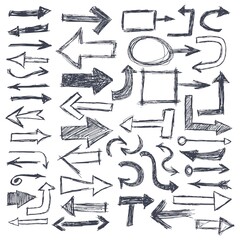 Hand drawn doodle arrows set