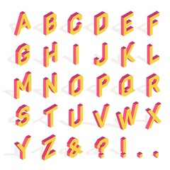 Isometric English alphabet and symbols