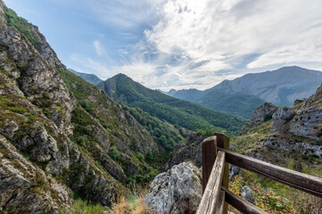 View of the Sajambre valley in the Picos de Europa national park in Leon, Spain
