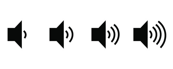Sound volume level indicator flat style trendy vector illustration. Low and high volume indicator icon set. Sound volume level icon set for your web site design, logo, app, UI.