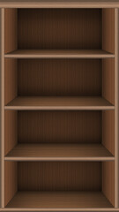 Bookshelf virtual library. Vector realistic wooden online media books background. Book store shelf template. Phone screen size. Isolated graphic illustration.