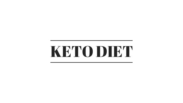 Keto diet with text effect isolated white background. Animated text effect. Letter and text effect