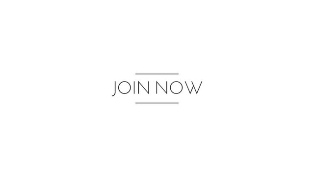 Join now with text effect isolated white background. Animated text effect. Letter and text effect