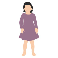 flat style girl in dress on white background