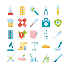 bundle of twenty five medical set collection icons