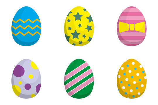 Simple illustration of colorful and happy Easter eggs 