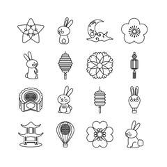 bundle of sixteen mid autumn set icons