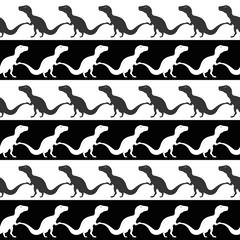 Cute Dinosaurs Vector Seamless Pattern. Silhouette striped Background Wallpaper