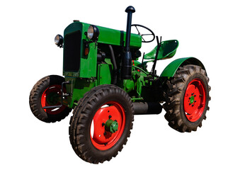 Old tractor isolated on white
