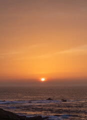 Landscape with sea sunset on beach - Muxía, Galicia, Spain