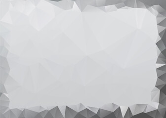 Grey Triangles Crystal Frame On Abstract White Geometric Gradient Polygonal Background Vector Illustration