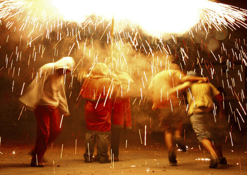 Group of people under the fire