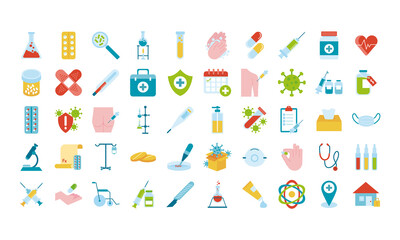 bundle of fifty medical set icons