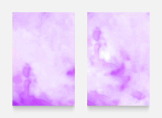 Hand painted watercolor textures in soft violet colors. Abstract backgrounds for greeting card or wedding invitation design. 