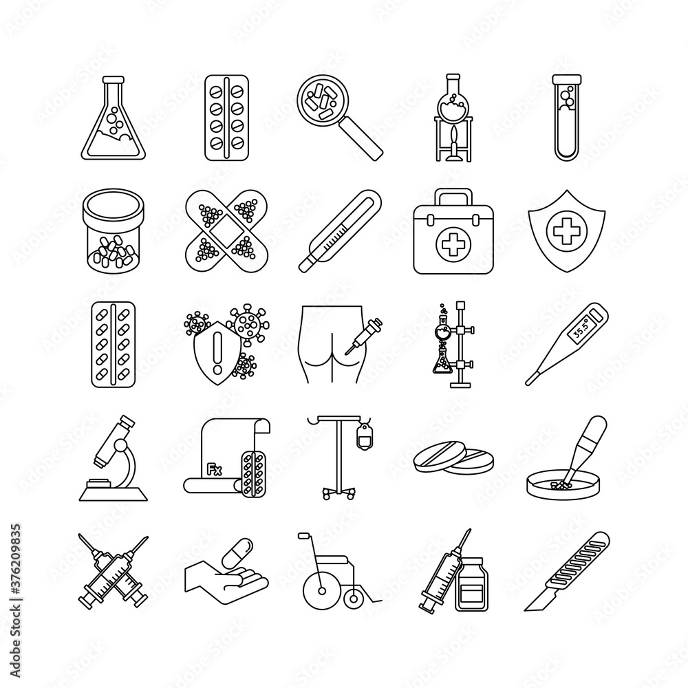 Canvas Prints bundle of twenty five medical set collection icons