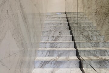 White marble stair with marble wall as interior design 