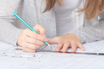 Architecture and construction. The architectural project of interior design is discussed at a...