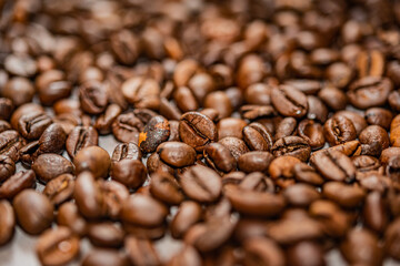 braune geröstetet Kaffeebohnen Nahaufnahme