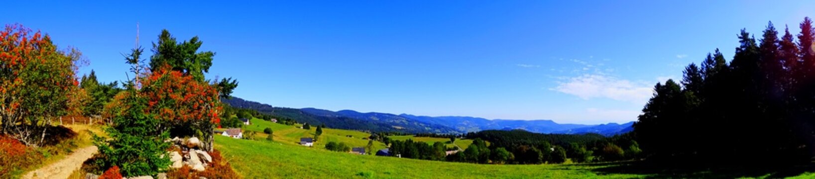 Europe, France, Great East, Alsace, Village of Orbey, view of the hamlets of Basses-Huttes