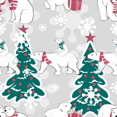 christmas background with bears