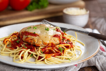 Chicken Parmesan With Spaghetti Pasta