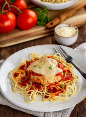Chicken Parmesan With Spaghetti Pasta
