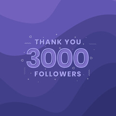Thank you 3000 followers, Greeting card template for social networks.