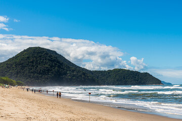 Beautiful beach and mountains scene in Brazil
