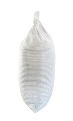 side view of fliied polypropylene bag cutout on white background
