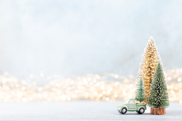 Christmas tree on bokeh background.