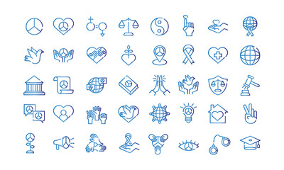 bundle of forty human rights gradient style set icons