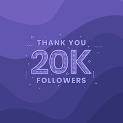Thank you 20K followers, Greeting card template for social networks.