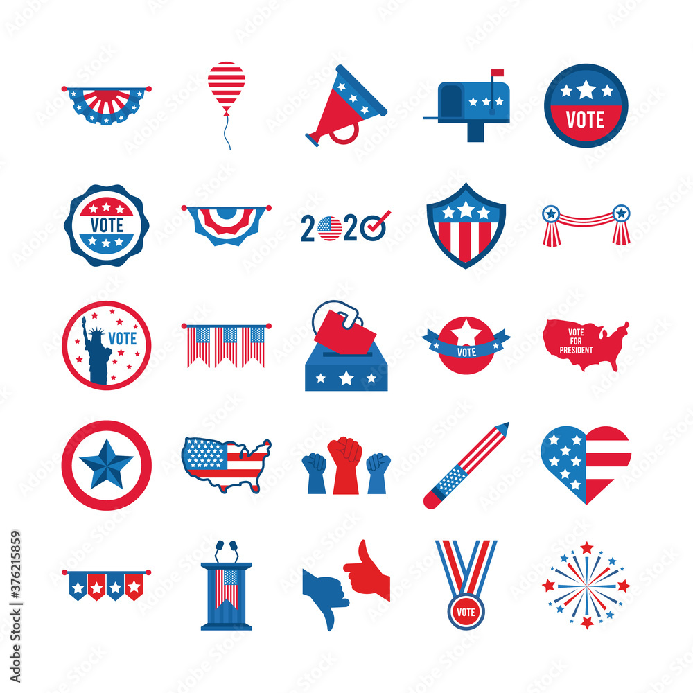 Canvas Prints bundle of twenty five usa elections set collection icons