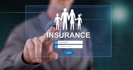 Man touching an insurance concept