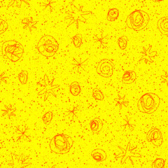 Hand Drawn red Snowflakes Christmas Seamless Patte