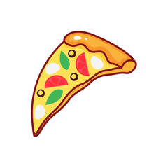 Pizza slice isolated icon on white background.