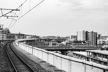 Fototapeta premium 白黒の鉄道写真