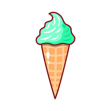 Waffle cone creamy ice cream isolated icon.