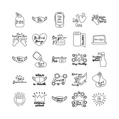 bundle of twenty five campaing letterings line style collection icons