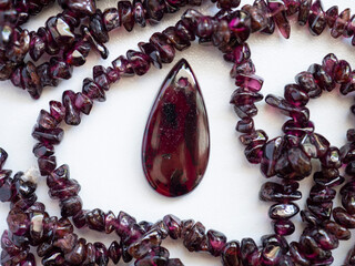 Natural garnet pendant, burgundy stone