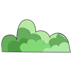 Funny cartoon vector bushes. Cute nursery illustration on white background. Ready for print. Can be used for sticker, poster, print, fabric, textile