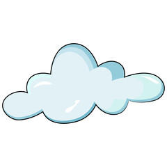 Funny cartoon vector light blue clouds. Cute nursery illustration on white background. Ready for print. Can be used for sticker, poster, print, fabric, textile