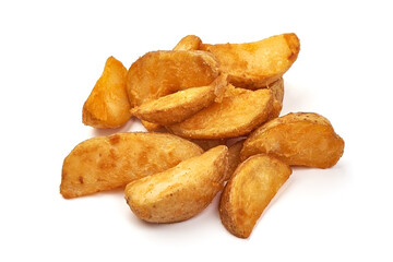 Fried Potato wedges, Fast food, isolated on a white background