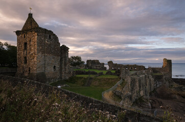 Saint Andrews Castle at sunset, Scotland, United Kingdom