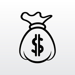 Creative money bag dollar sign vector icon design. US dollar money bag symbol sign.