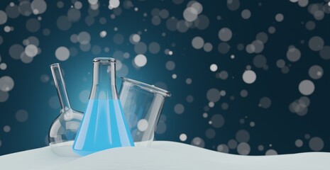 Chemistry flasks on christmas background - 376220288