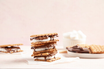 Smores dessert made with chocolate and marshmallows